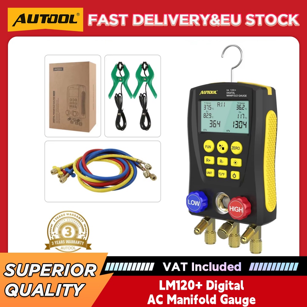 Air Conditioners - AUTOOL LM120+ Digital AC Manifold Gauge,