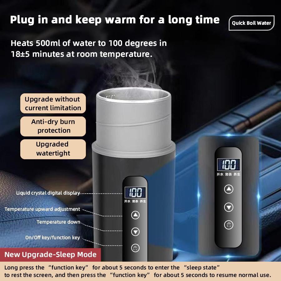 12V 24V Car Heating Cup 500ml  - Electric Kettle Temperature Control ulasan dan harga