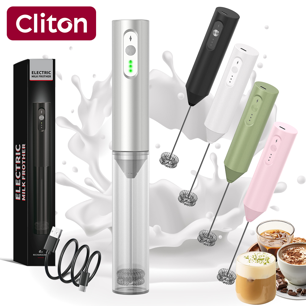 Cliton Electroplated Silver US - Electric Milk Frother Handheld ulasan dan harga