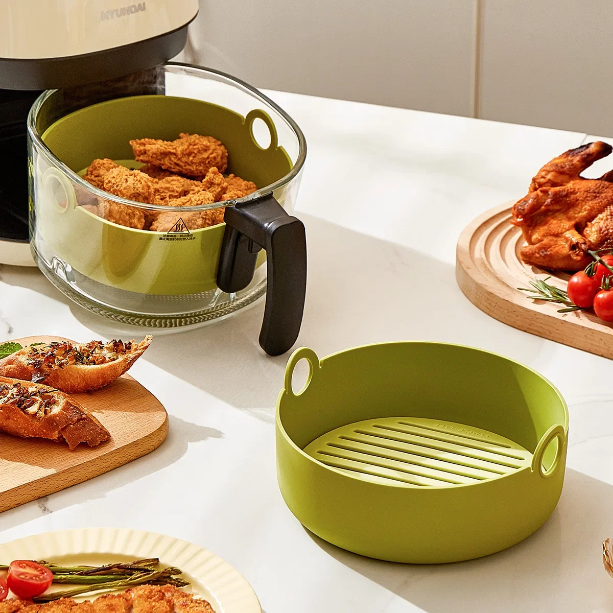 Round Air Fryer Liners Square  - Air Fryer Silicone Pot Liner ulasan dan harga