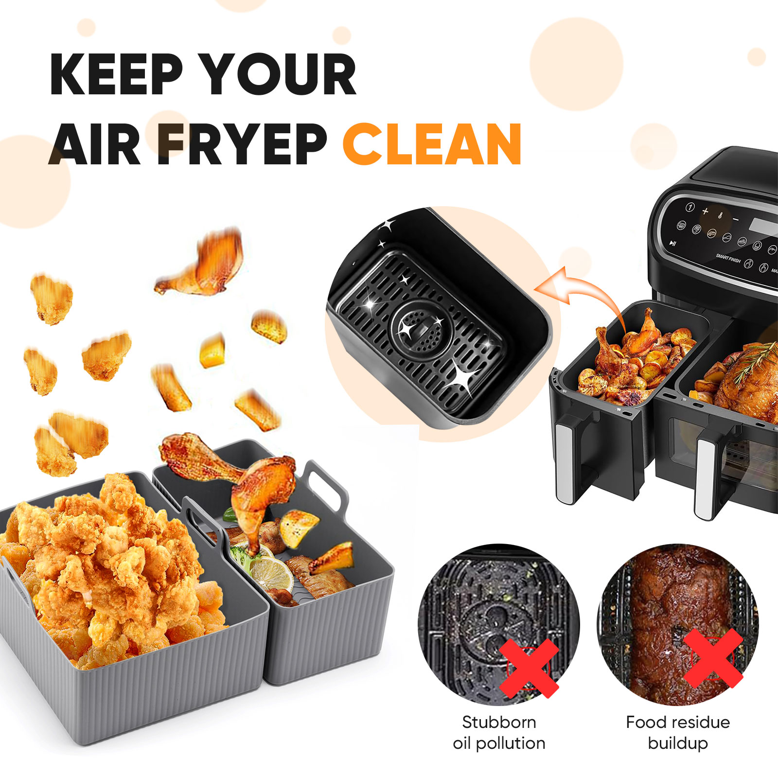 2pcs Set Silicone Air Fryer Ma - Air Fryer Silicone Pot Liner ulasan dan harga